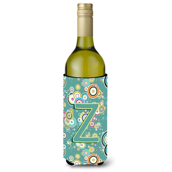 Carolines Treasures CJ2015-ZLITERK Letter Z Circle Circle Teal Initial Alphabet Wine Bottle Beverage Insulator Hugger