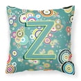thumbnail image 1 of Carolines Treasures CJ2015-ZPW1414 Letter Z Circle Circle Teal Initial Alphabet Canvas Fabric Decorative Pillow  14Hx14W, 1 of 4