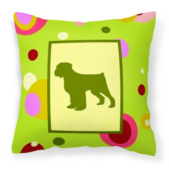 Carolines Treasures CK1074PW1414 Lime Green Dots Black Russian Terrier Fabric Decorative Pillow 14Hx14W multicolor
