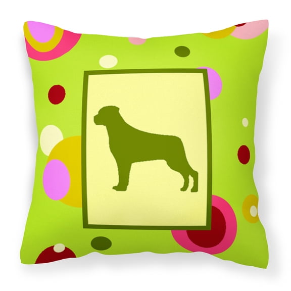 Carolines Treasures CK1091PW1414 Rottweiler Decorative Canvas Fabric Pillow 14Hx14W multicolor