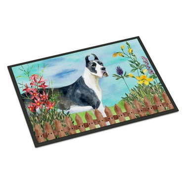 Carolines Treasures CK1205MAT Harlequin Great Dane Spring Door Mat Indoor Rug or Outdoor Welcome Mat 18x27 Doormat  27"L
