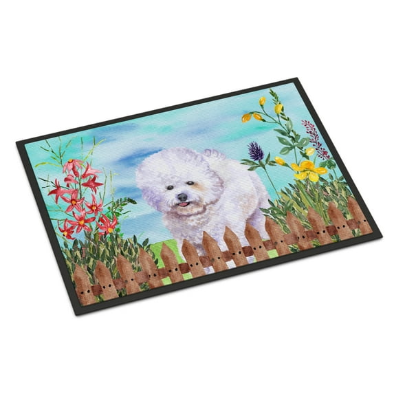 Carolines Treasures CK1210JMAT Bichon Frise Spring Door Mat Indoor Rug or Outdoor Welcome Mat 24x36 Doormat 36"L x 24"W