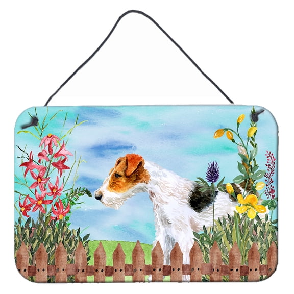 Carolines Treasures CK1212DS812 Fox Terrier Spring Wall or Door Hanging Prints 8x12 multicolor