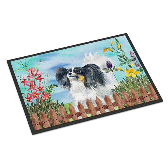 Carolines Treasures CK1219MAT Papillon Spring Door Mat Indoor Rug or Outdoor Welcome Mat 18x27 Doormat  27"L x 18"W