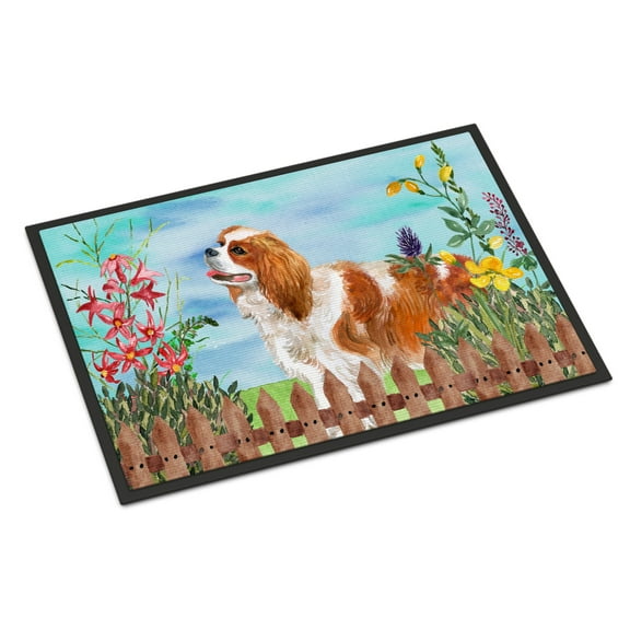 Carolines Treasures CK1225MAT Cavalier Spaniel Spring Door Mat Indoor Rug or Outdoor Welcome Mat 18x27 Doormat  27"L x