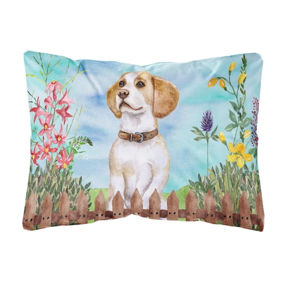 Carolines Treasures CK1248PW1216 Beagle Spring Canvas Fabric Decorative Pillow 12H x16W multicolor