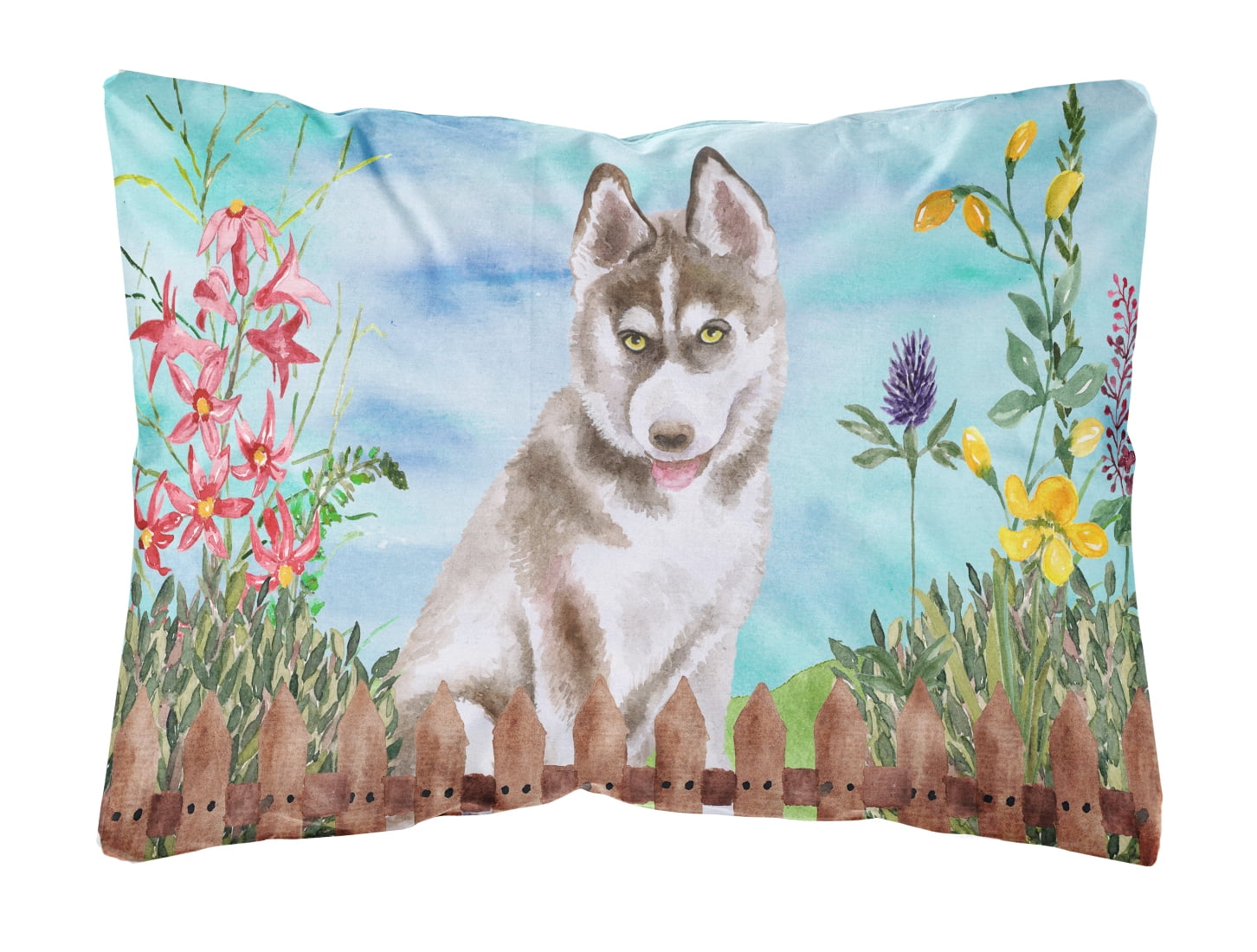 Siberian Husky Grey Spring Canvas Fabric Decorative Pillow