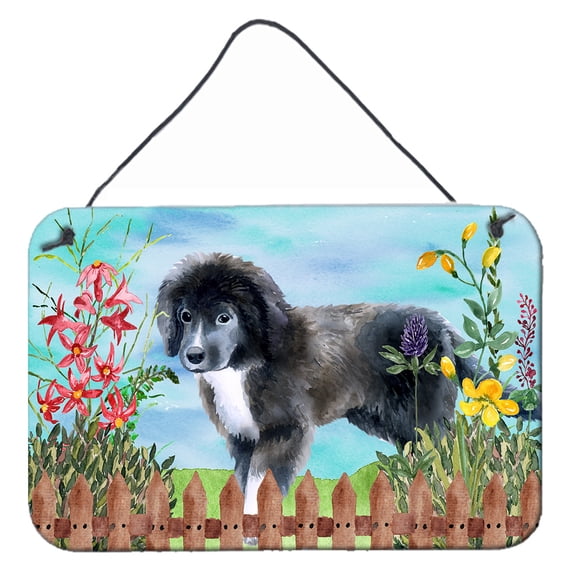 Carolines Treasures CK1261DS812 Newfoundland Puppy Spring Wall or Door Hanging Prints 8x12 multicolor