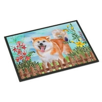 Carolines Treasures CK1265MAT Akita Spring Door Mat Indoor Rug or Outdoor Welcome Mat 18x27 Doormat  27"L x 18"W