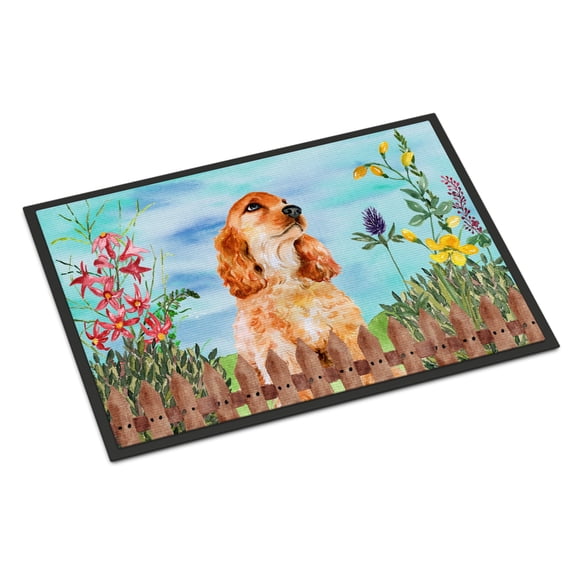 Carolines Treasures CK1268JMAT Cocker Spaniel Spring Door Mat Indoor Rug or Outdoor Welcome Mat 24x36 Doormat  36"L x