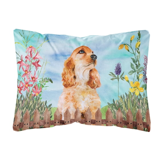 Carolines Treasures CK1268PW1216 Cocker Spaniel Spring Canvas Fabric Decorative Pillow 12H x16W multicolor