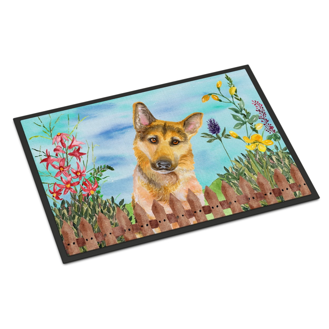 Carolines Treasures CK1273JMAT German Shepherd 2 Spring Door Mat Indoor Rug or Outdoor Welcome Mat 24x36 Doormat  36"L x