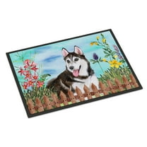 Carolines Treasures CK1274MAT Siberian Husky 2 Spring Door Mat Indoor Rug or Outdoor Welcome Mat 18x27 Doormat  27"L x