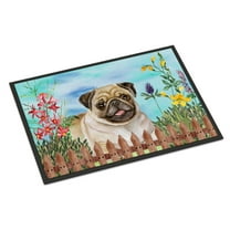 Carolines Treasures CK1280MAT Fawn Pug Spring Door Mat Indoor Rug or Outdoor Welcome Mat 18x27 Doormat  27"L x 18"W