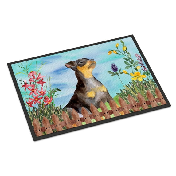 Carolines Treasures CK1286JMAT Miniature Pinscher 2 Spring Door Mat Indoor Rug or Outdoor Welcome Mat 24x36 Doormat