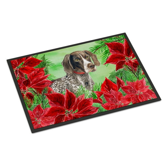 Carolines Treasures CK1290JMAT German Shorthaired Pointer Poinsettas Door Mat Indoor Rug or Outdoor Welcome Mat 24x36