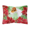 thumbnail image 1 of Carolines Treasures CK1298PW1216 Fox Terrier Poinsettas Canvas Fabric Decorative Pillow  12H x16W multicolor, 1 of 3
