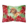 thumbnail image 1 of Dachshund Poinsettas Canvas Fabric Decorative Pillow, 1 of 3