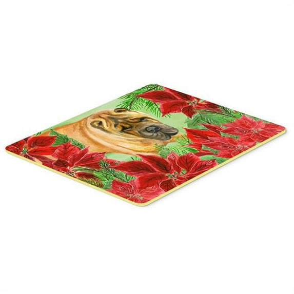 Carolines Treasures CK1309CMT Shar Pei Poinsettas Kitchen or Bath Mat - 20 x 30 in.