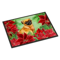 Carolines Treasures CK1315MAT Small Brabant Griffon Poinsettas Door Mat Indoor Rug or Outdoor Welcome Mat 18x27 Doormat