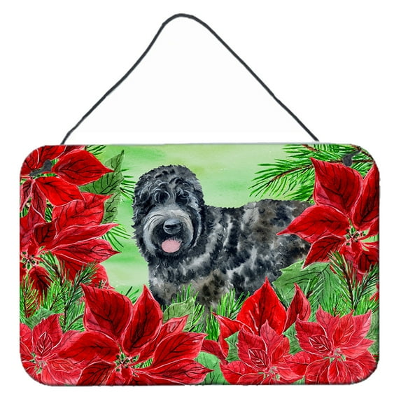 Carolines Treasures CK1325DS812 Black Russian Terrier Poinsettas Wall or Door Hanging Prints 8x12 multicolor