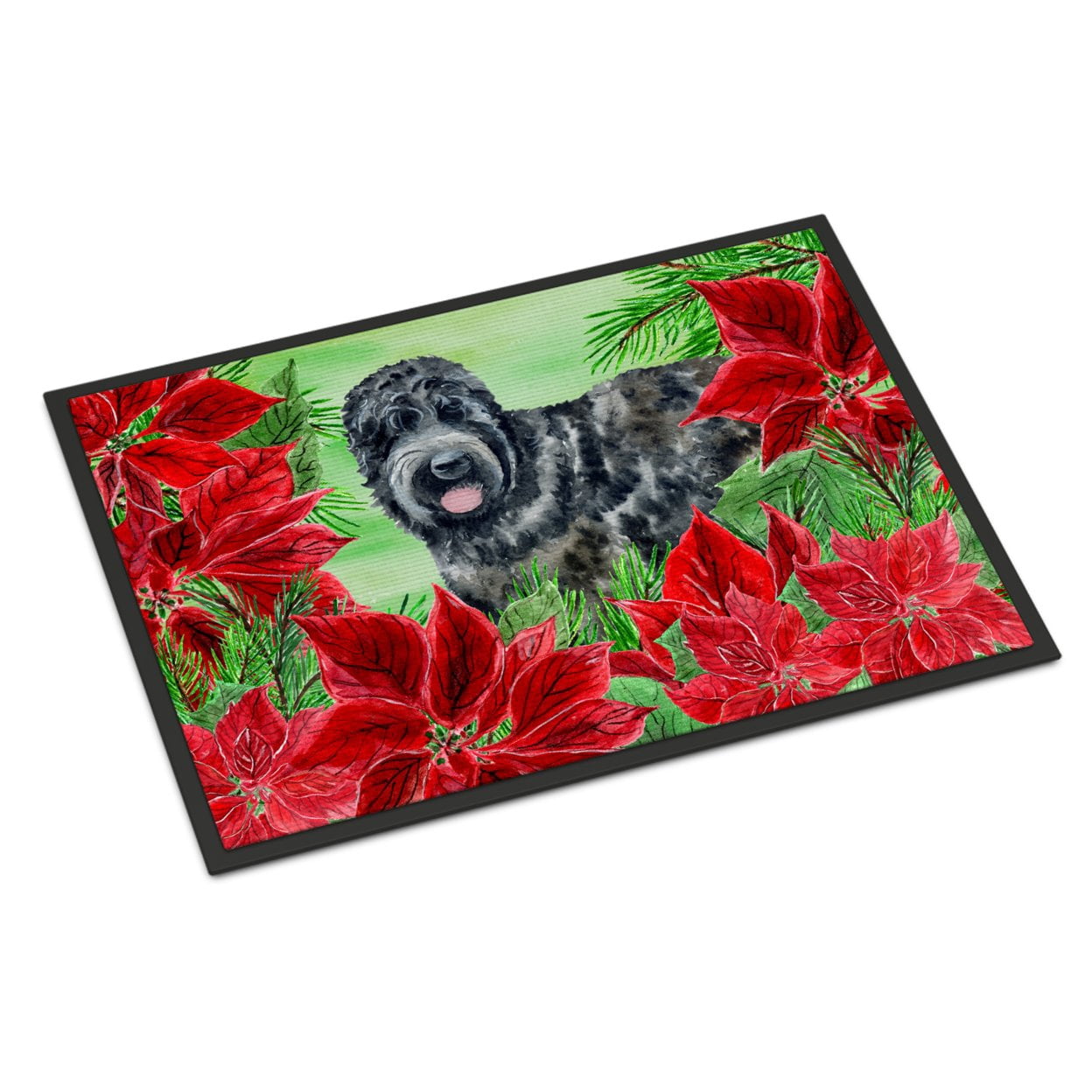 Carolines Treasures CK1325MAT Black Russian Terrier Poinsettas Door Mat Indoor Rug or Outdoor Welcome Mat 18x27 Doormat