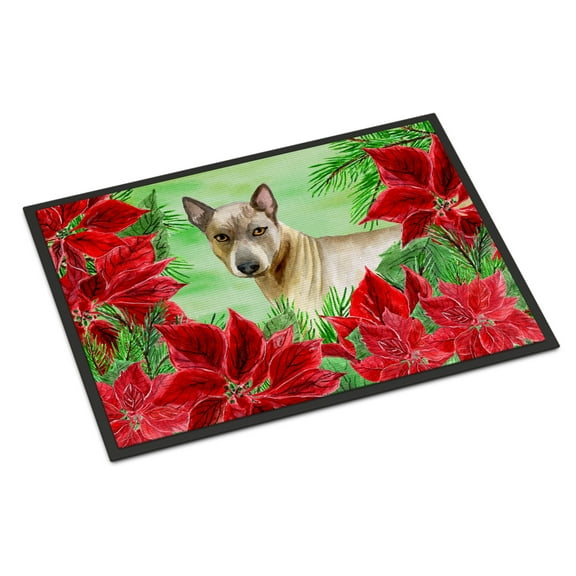 Carolines Treasures CK1328MAT Thai Ridgeback Poinsettas Door Mat Indoor Rug or Outdoor Welcome Mat 18x27 Doormat  27"L x