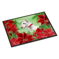 Carolines Treasures CK1341MAT Bull Terrier Poinsettas Door Mat Indoor Rug or Outdoor Welcome Mat 18x27 Doormat  27"L x