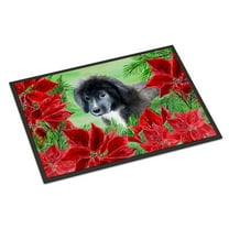 Carolines Treasures CK1347MAT Newfoundland Puppy Poinsettas Door Mat Indoor Rug or Outdoor Welcome Mat 18x27 Doormat