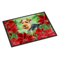 Carolines Treasures CK1348MAT Welsh Terrier Poinsettas Door Mat Indoor Rug or Outdoor Welcome Mat 18x27 Doormat 27"L x