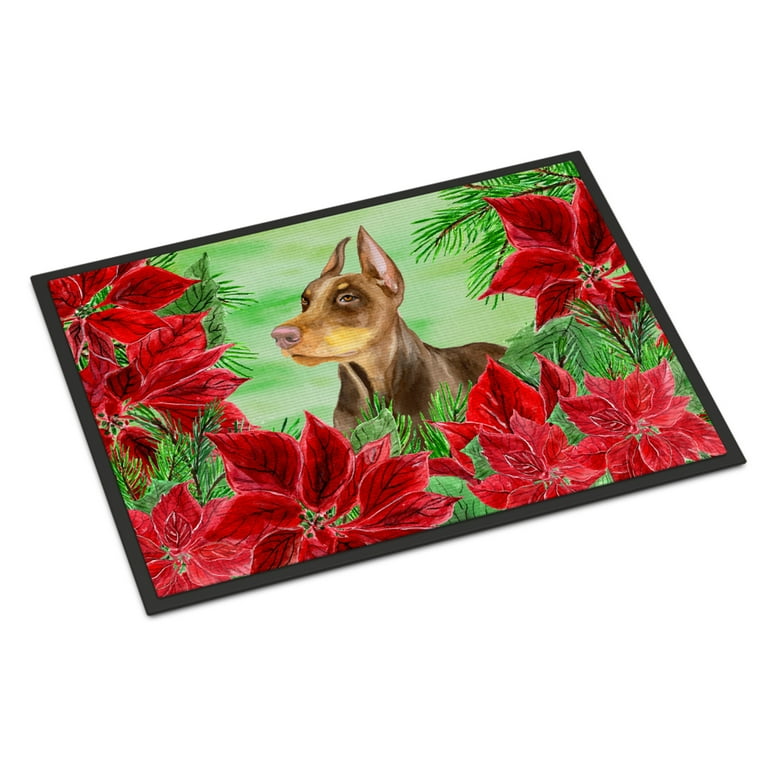 Carolines Treasures CK1357MAT Doberman Pinscher Poinsettas Door