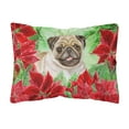 thumbnail image 1 of Carolines Treasures CK1365PW1216 Fawn Pug Poinsettas Canvas Fabric Decorative Pillow  12H x16W multicolor, 1 of 3