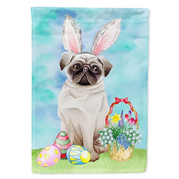 Carolines Treasures CK1375CHF Pug Easter Bunny Flag Canvas House Size  Large multicolor