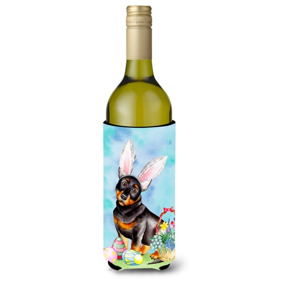 Carolines Treasures CK1377LITERK Lancashire Heeler Easter Bunny Wine Bottle Beverge Insulator Hugger Wine Bottle