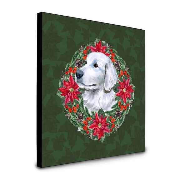 Carolines Treasures CK1541UP88 8 x 8 x 0.625 in. Maremma Sheepdog Poinsetta Wreath Artwork Panel Wall Decor