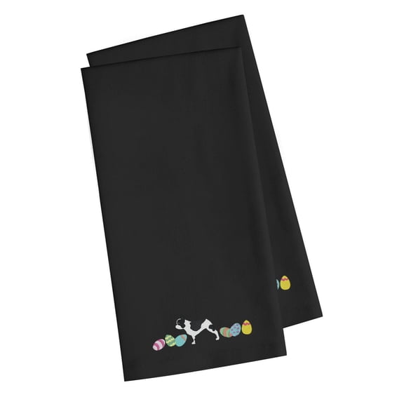 French Bulldog Easter Black Embroidered Towel Set of 2