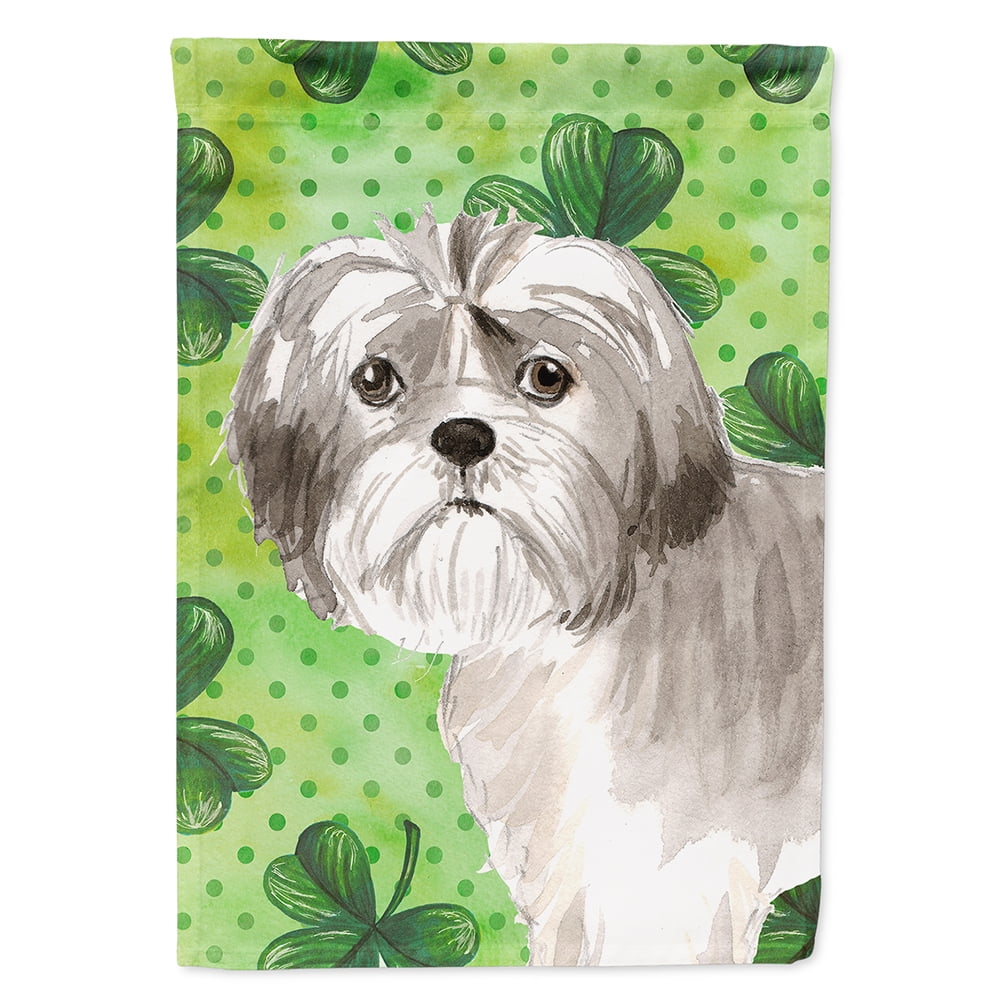 Carolines Treasures CK1788CHF Shamrocks Shih Tzu Puppy Flag Canvas House Size Large multicolor