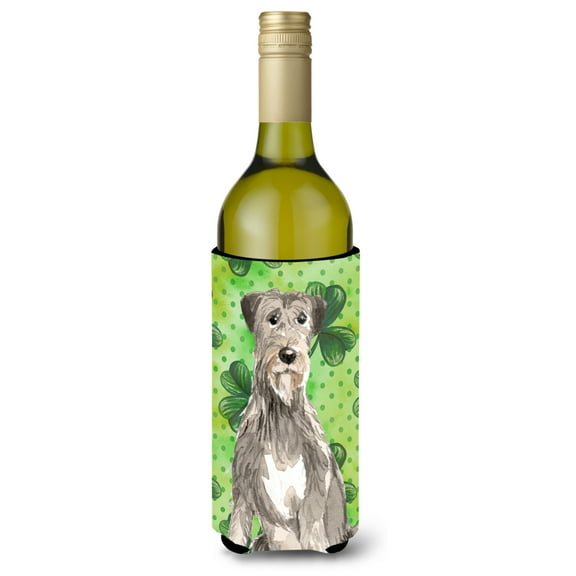 Carolines Treasures CK1802LITERK Shamrocks Irish Wolfhound Wine Bottle Beverge Insulator Hugger  Wine Bottle multicolor