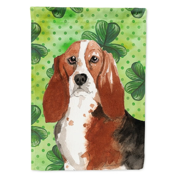 Carolines Treasures CK1816CHF Shamrocks Basset Hound Flag Canvas House Size Large multicolor