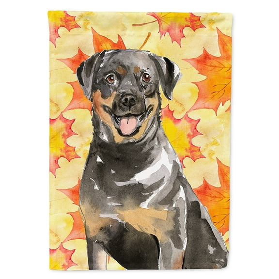 Carolines Treasures CK1831CHF Fall Leaves Rottweiler Flag Canvas House Size  Large multicolor
