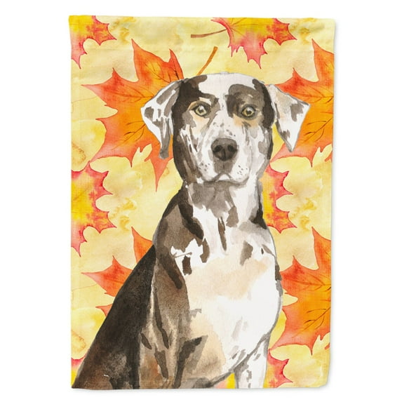 Carolines Treasures CK1845GF Fall Leaves Catahoula Leopard Dog Flag Garden Size  Small multicolor