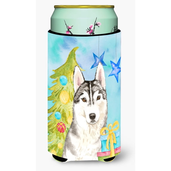 Carolines Treasures CK1861TBC Christmas Tree Siberian Husky Tall Boy Beverage Insulator Hugger Tall Boy multicolor