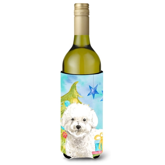 Carolines Treasures CK1888LITERK Christmas Tree Bichon Frise Wine Bottle Beverge Insulator Hugger Wine Bottle