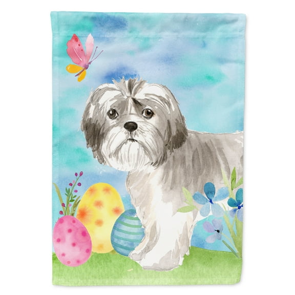 Carolines Treasures CK1899GF Easter Eggs Shih Tzu Puppy Flag Garden Size Small multicolor