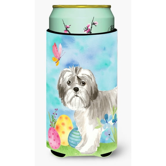 Carolines Treasures CK1899TBC Easter Eggs Shih Tzu Puppy Tall Boy Beverage Insulator Hugger  Tall Boy multicolor