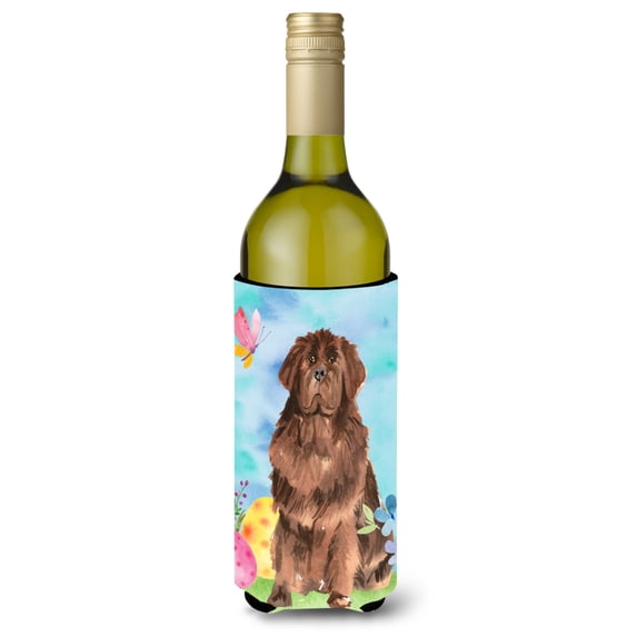 Carolines Treasures CK1906LITERK Easter Eggs Newfoundland Wine Bottle Beverge Insulator Hugger Wine Bottle multicolor