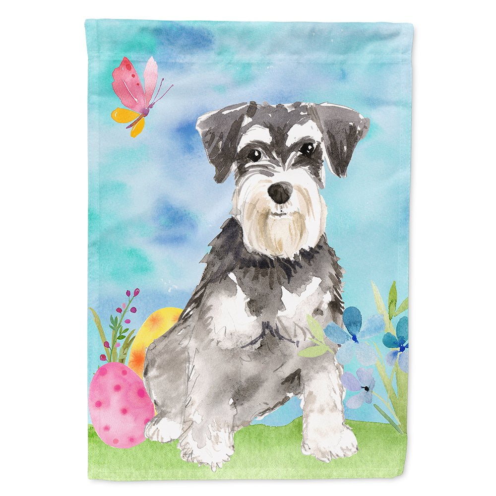 Carolines Treasures CK1907CHF Easter Eggs Schnauzer 2 Flag Canvas House Size Large multicolor