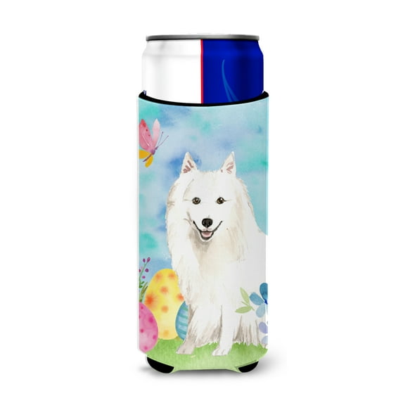 Carolines Treasures CK1912MUK Easter Eggs Japanese Spitz Michelob Ultra Hugger for slim cans Slim Can multicolor