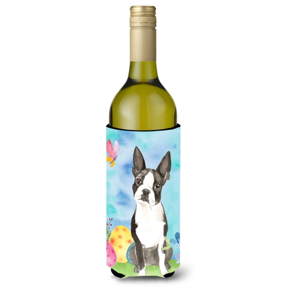 Carolines Treasures CK1923LITERK Easter Eggs Boston Terrier Wine Bottle Beverge Insulator Hugger Wine Bottle multicolor