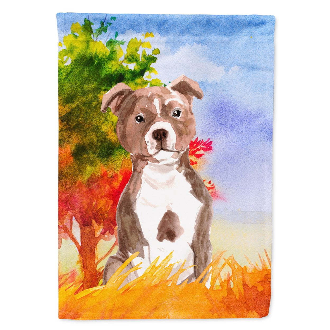 Fall Red Staffordshire Bull Terrier Garden Flag